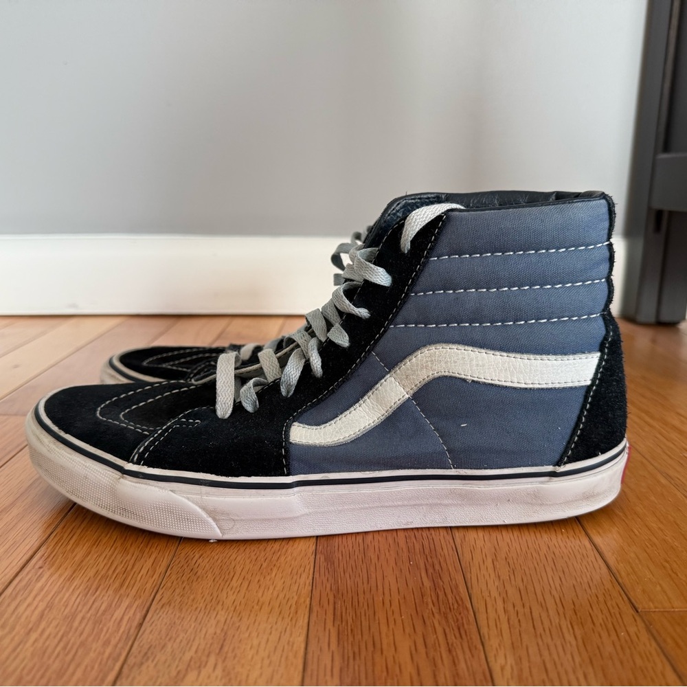 Vans Black Suede, Blue/Gray and White Hi-Top Skateboard Shoe